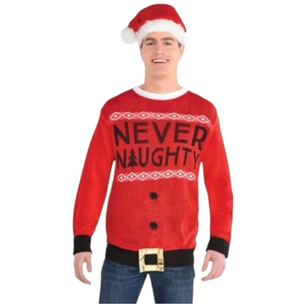 NWT Adult S/M “Never Naughty” Ugly Christmas Sweater
